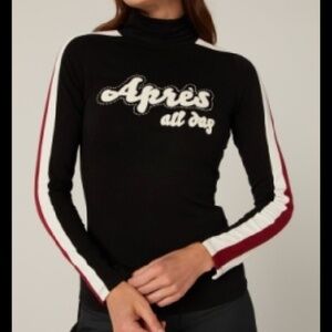 Alp N Rock Black Turtleneck Sweater with White and Red Stripe Sleeves